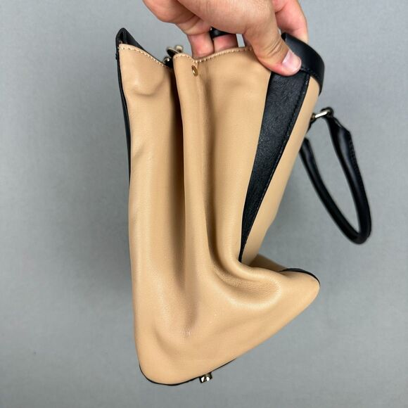 Kate Spade Hudson Street Kellan Shoulder Satchel Bag Leather Tan Black Large - Picture 4 of 10